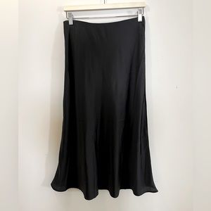 Black Tape Satin Midi Skirt